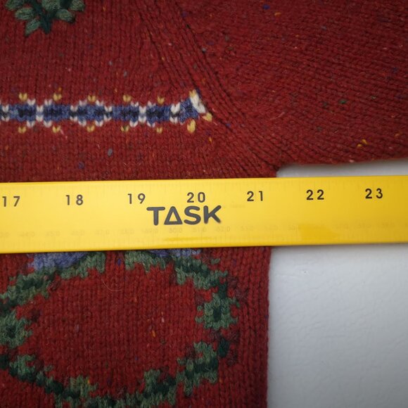 Talbots Ladies Size 8 Button Front Alpine Poppy 100% Lambswool Christmas Sweater - Picture 6 of 10